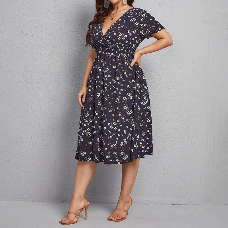 Romper Floral Print - Büyük Beden Kadın Elbise, Çiçek Desenli