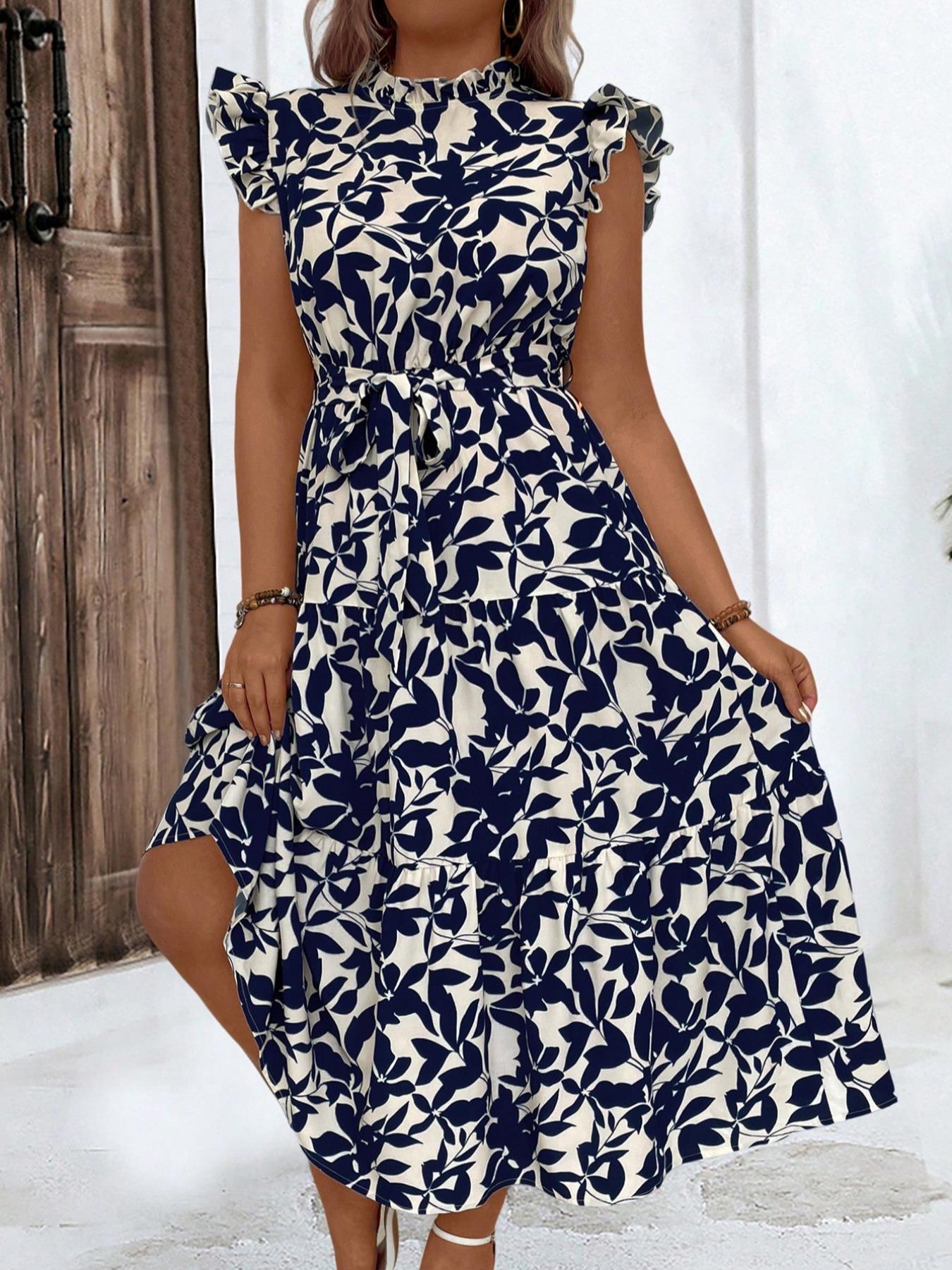 Romper Floral Print - Büyük Beden Çiçek Desenli Dantelli Kuşaklı
