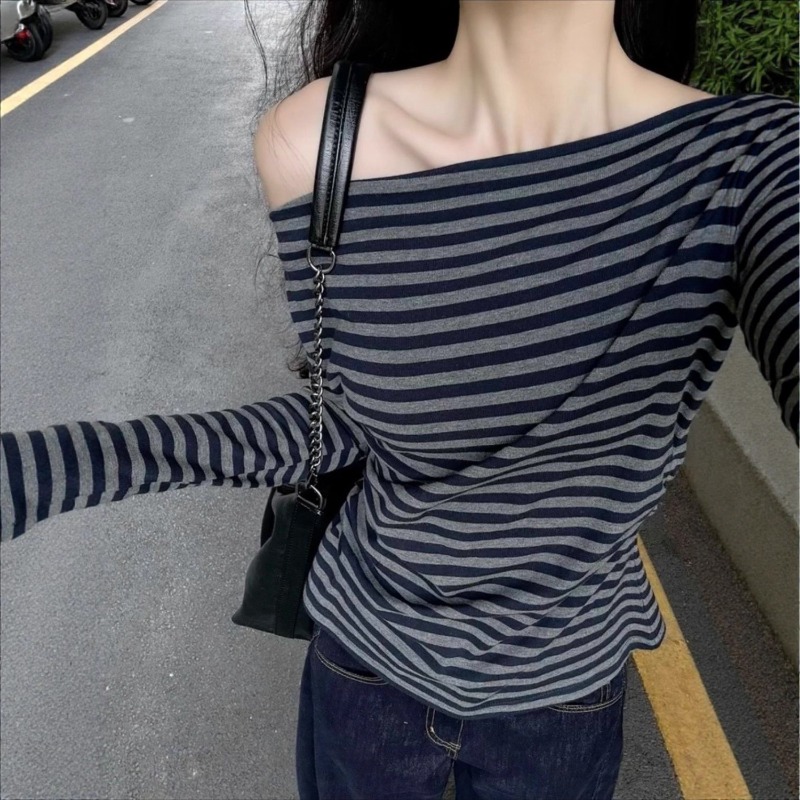 Kadınlar Vintage Çizgili Omuzl - Blouse Off Shoulder incelemesi ve fiyatı