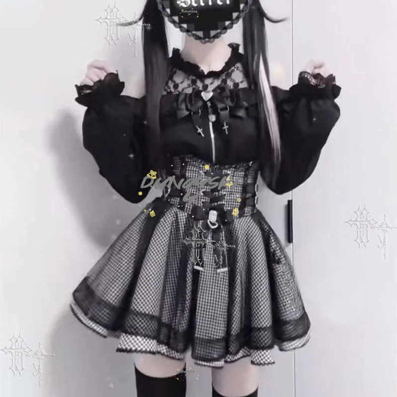 Japon Stili Y2K Gotik Lolita J - Blouse Off Shoulder incelemesi ve fiyatı